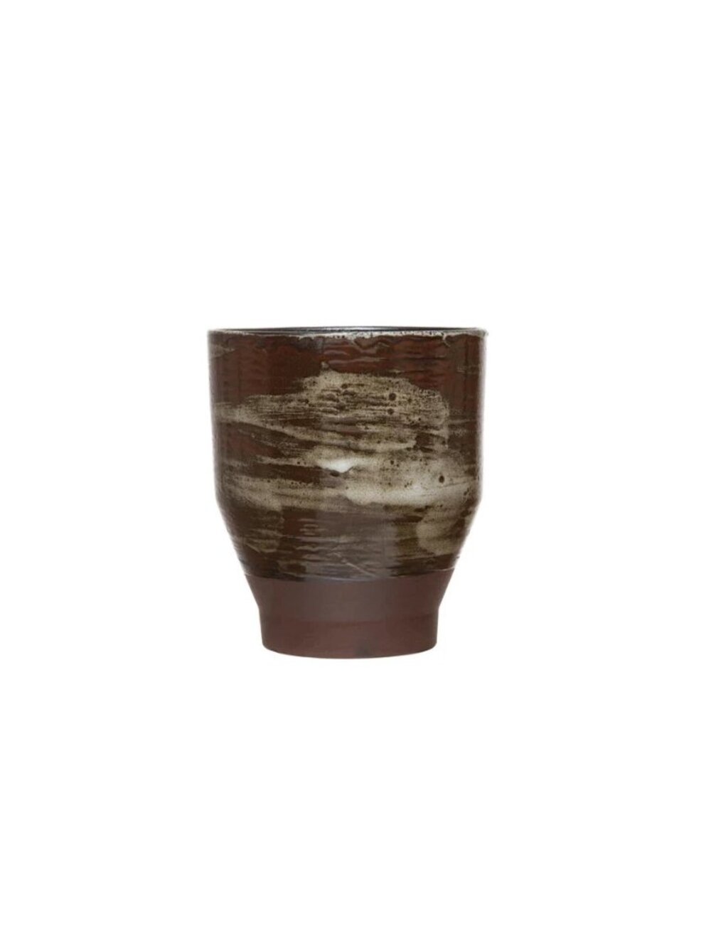 Distressed Stoneware Planter NEW Home Decor Plant Pot Shelf Decor Rustic Brown